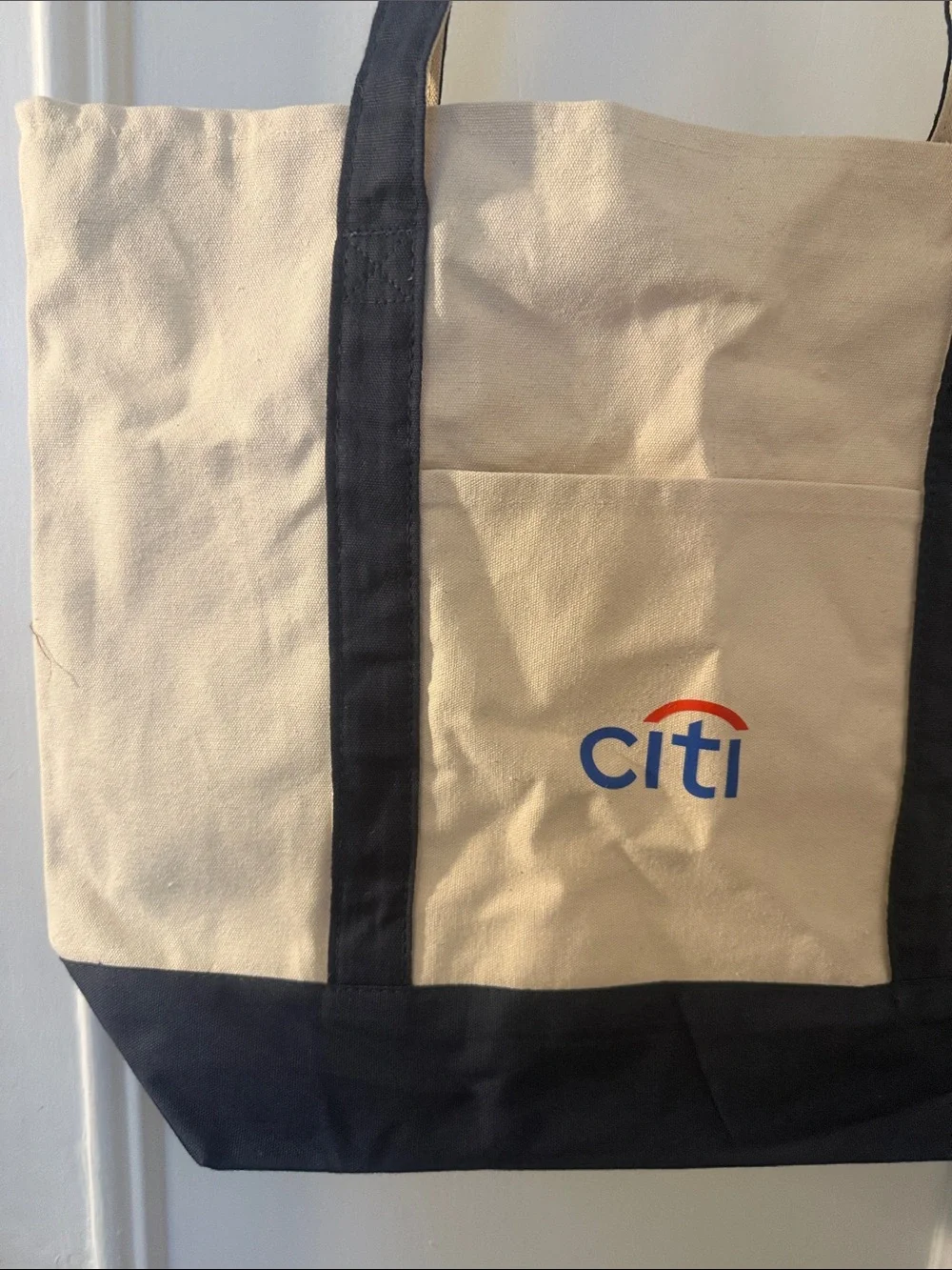 MLB Beige and Black Canvas Tote Bag with Citi Logo